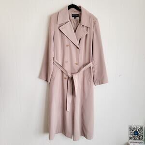 Gallery Vintage Long Sleeve Button Front Belted Trench Coat